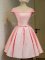 3 4 Length Sleeve Taffeta Knee Length Lace Up Quinceanera Court Dresses in Baby Pink with Belt