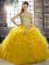 Sleeveless Brush Train Lace Up Beading and Ruffles Quinceanera Dresses