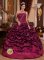 Beaded Decorate and Ruched Bodice Burgundy Pick-ups One Shoudler Quinceanera Dresses In Fort Walton Beach FL