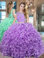 Pretty Floor Length Two Pieces Sleeveless Lavender Sweet 16 Dresses Lace Up(SKU SXQD058BIZ)
