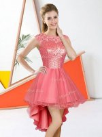 Watermelon Red Sleeveless Organza Backless Damas Dress for Prom and Party(SKU BNPJ006-3BIZ)