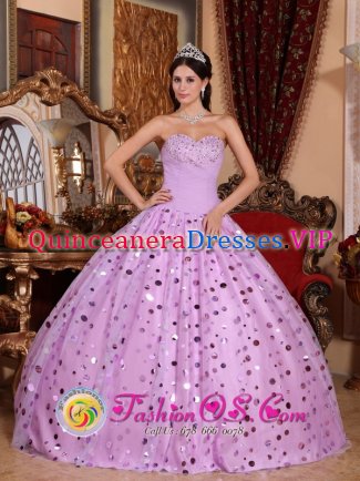 Tulle Sweetheart Lavender Stylish Quinceanera Dress With Sequins In Kingman AZ　