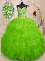 Dramatic Sweetheart Sleeveless Quince Ball Gowns Floor Length Beading and Ruffles Organza(SKU PSSW0175-2BIZ)