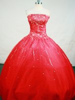Best Seller Ball Gown Strapless Floor-Length Hot Pink Beading and Appiques Quinceanera Dresses Style FA-S-155