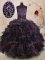 Multi-color Sleeveless Floor Length Beading and Ruffles Lace Up Sweet 16 Dress