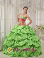 Loretto Pennsylvania/PA Spring Green SweetheartNeckline Quinceanera Dress With Beaded and Pick-ups Decorate(SKU QDZY477 y-6BIZ)