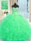 Apple Green Sleeveless Tulle Lace Up Vestidos de Quinceanera for Military Ball and Sweet 16 and Quinceanera