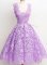 Glittering Lace Straps Sleeveless Zipper Lace Damas Dress in Lavender