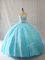 Tulle Sweetheart Sleeveless Lace Up Beading Sweet 16 Dress in Aqua Blue