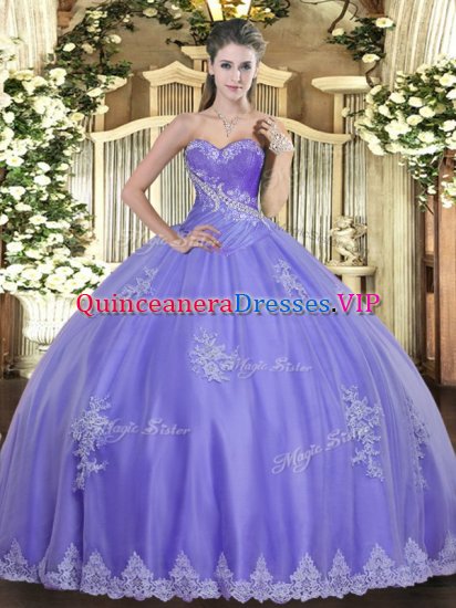 Floor Length Ball Gowns Sleeveless Lavender Ball Gown Prom Dress Lace Up - Click Image to Close
