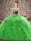 Sleeveless Tulle Floor Length Lace Up Sweet 16 Dress in Green with Beading and Embroidery