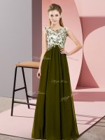 Most Popular Beading and Appliques Dama Dress for Quinceanera Olive Green Zipper Sleeveless Floor Length