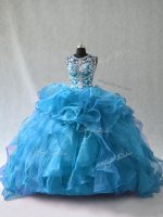 Ball Gowns Ball Gown Prom Dress Blue Scoop Organza Sleeveless Side Zipper(SKU PSSW1029-12BIZ)