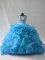 Ball Gowns Ball Gown Prom Dress Blue Scoop Organza Sleeveless Side Zipper