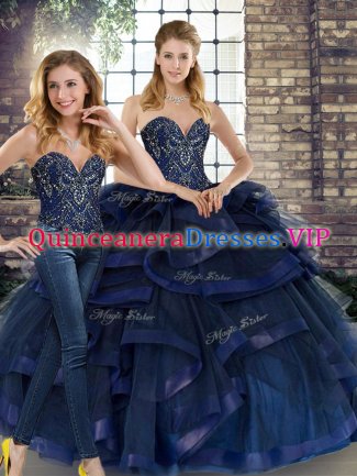 Sleeveless Lace Up Floor Length Beading and Ruffles Quinceanera Dresses