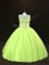 Yellow Green Lace Up Scoop Beading Quince Ball Gowns Tulle Sleeveless