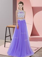 Sleeveless Tulle Floor Length Zipper Dama Dress in Lavender with Lace(SKU BMT0385-13BIZ)