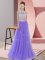 Sleeveless Tulle Floor Length Zipper Dama Dress in Lavender with Lace