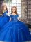Chiffon Straps Sleeveless Lace Up Beading Pageant Dress Wholesale in Royal Blue