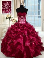 Spectacular Sleeveless Lace Up Floor Length Beading and Appliques and Ruffles Quince Ball Gowns