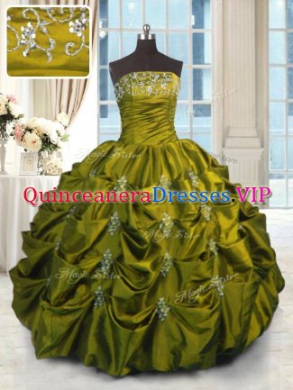 Free and Easy Sleeveless Lace Up Floor Length Beading and Appliques and Embroidery and Pick Ups Quinceanera Dress