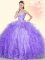 Exceptional Floor Length Lace Up Sweet 16 Quinceanera Dress Lavender for Military Ball and Sweet 16 and Quinceanera with Beading and Appliques and Ruffles