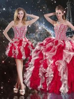 Multi-color Lace Up Sweetheart Ruffles Sweet 16 Dresses Organza Sleeveless