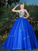 Scoop Sleeveless Organza Sweet 16 Dress Appliques and Belt Brush Train Zipper(SKU YCQD0154-5BIZ)