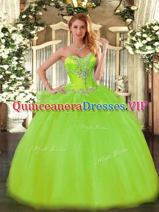 Eye-catching Sleeveless Beading Floor Length Vestidos de Quinceanera