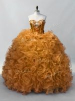 New Arrival Sweetheart Sleeveless Lace Up 15 Quinceanera Dress Gold Organza(SKU PSSW1134-6BIZ)
