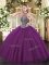 Eggplant Purple Halter Top Lace Up Beading Quince Ball Gowns Sleeveless