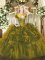 Sleeveless Organza Asymmetrical Lace Up Sweet 16 Quinceanera Dress in Brown with Beading and Ruffles