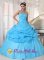 Sisseton South Dakota/SD Lovely Baby Blue Strapless Organza Floor-length Ball Gown Appliques Quinceanera Dress with Pick-ups