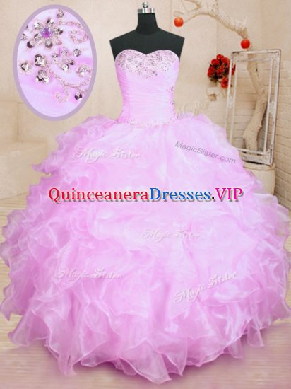 Floor Length Lilac Sweet 16 Dress Sweetheart Sleeveless Lace Up - Click Image to Close