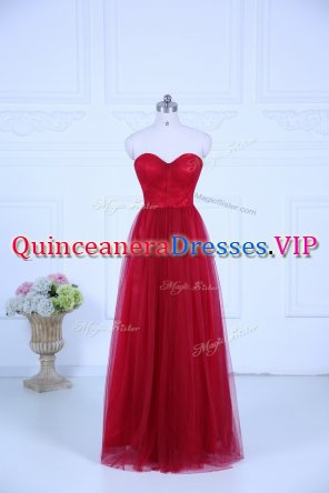 Vintage Wine Red Sweetheart Zipper Ruching Dama Dress Sleeveless