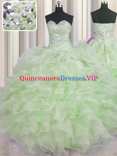 Floor Length Ball Gowns Sleeveless Green 15th Birthday Dress Lace Up - Click Image to Close