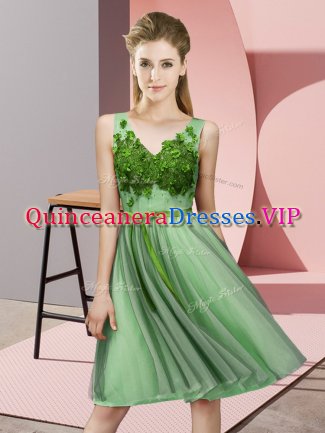 Apple Green Sleeveless Tulle Lace Up Dama Dress for Quinceanera for Wedding Party