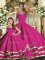 Affordable Fuchsia Sleeveless Floor Length Ruffled Layers Lace Up Quinceanera Dress
