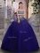 Custom Fit Royal Blue Lace Up Strapless Beading Ball Gown Prom Dress Tulle Sleeveless