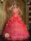 Popular Lace Appliques Decorate Bodice Watermelon Red Halstead Kansas/KS Sweetheart Quinceanera Dress For Taffeta and Tulle Ball Gown