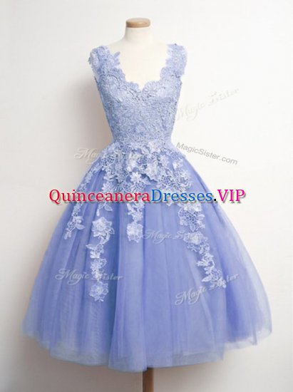 Hot Selling Lavender Sleeveless Tulle Lace Up Dama Dress for Prom and Party and Wedding Party - Click Image to Close