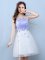 Luxury Scoop Sleeveless Lace Up Knee Length Appliques Quinceanera Court Dresses