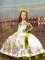 White Little Girl Pageant Gowns Wedding Party with Embroidery Off The Shoulder Sleeveless Lace Up