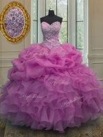 Best Selling Lilac Ball Gowns Organza Sweetheart Sleeveless Beading and Ruffles and Pick Ups Floor Length Lace Up Quinceanera Gowns(SKU PSSW0142-5BIZ)