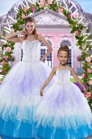 Fitting Multi-color Ball Gowns Sweetheart Sleeveless Tulle Floor Length Lace Up Beading Ball Gown Prom Dress