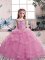 Fantastic Lilac Lace Up Scoop Beading Pageant Dress for Teens Tulle Sleeveless