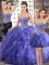 Lavender Lace Up Ball Gown Prom Dress Beading and Ruffles Sleeveless Floor Length