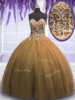Top Selling Brown Sweetheart Neckline Beading Quince Ball Gowns Sleeveless Lace Up(SKU PSSW0108-2BIZ)
