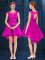 Sweet Fuchsia Sleeveless Satin and Tulle Lace Up Quinceanera Court of Honor Dress for Party and Wedding Party