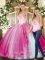 Cute Floor Length Fuchsia Quinceanera Dresses Sweetheart Sleeveless Lace Up